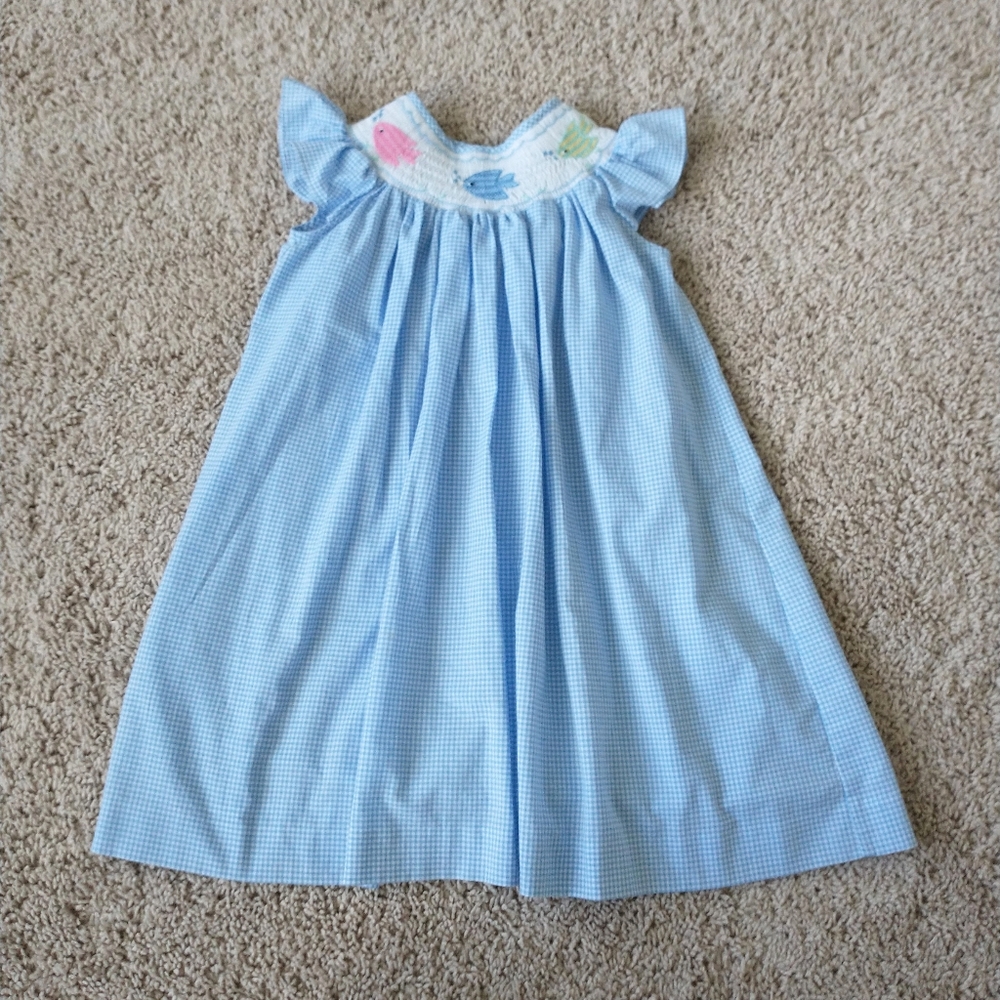 Rare Editions Fish Themed Smocked Dress